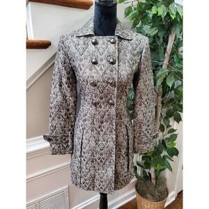 Rafaella Women's Gray Rayon Buttons Front Long Sleeve Casual Long Jacket Size 6